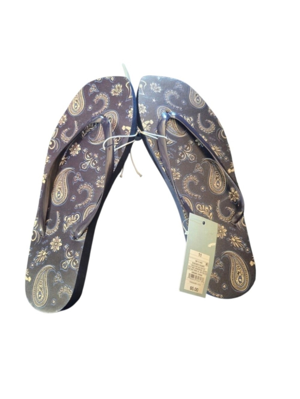 Women’s Navy Paisley Flip Flop Sandals